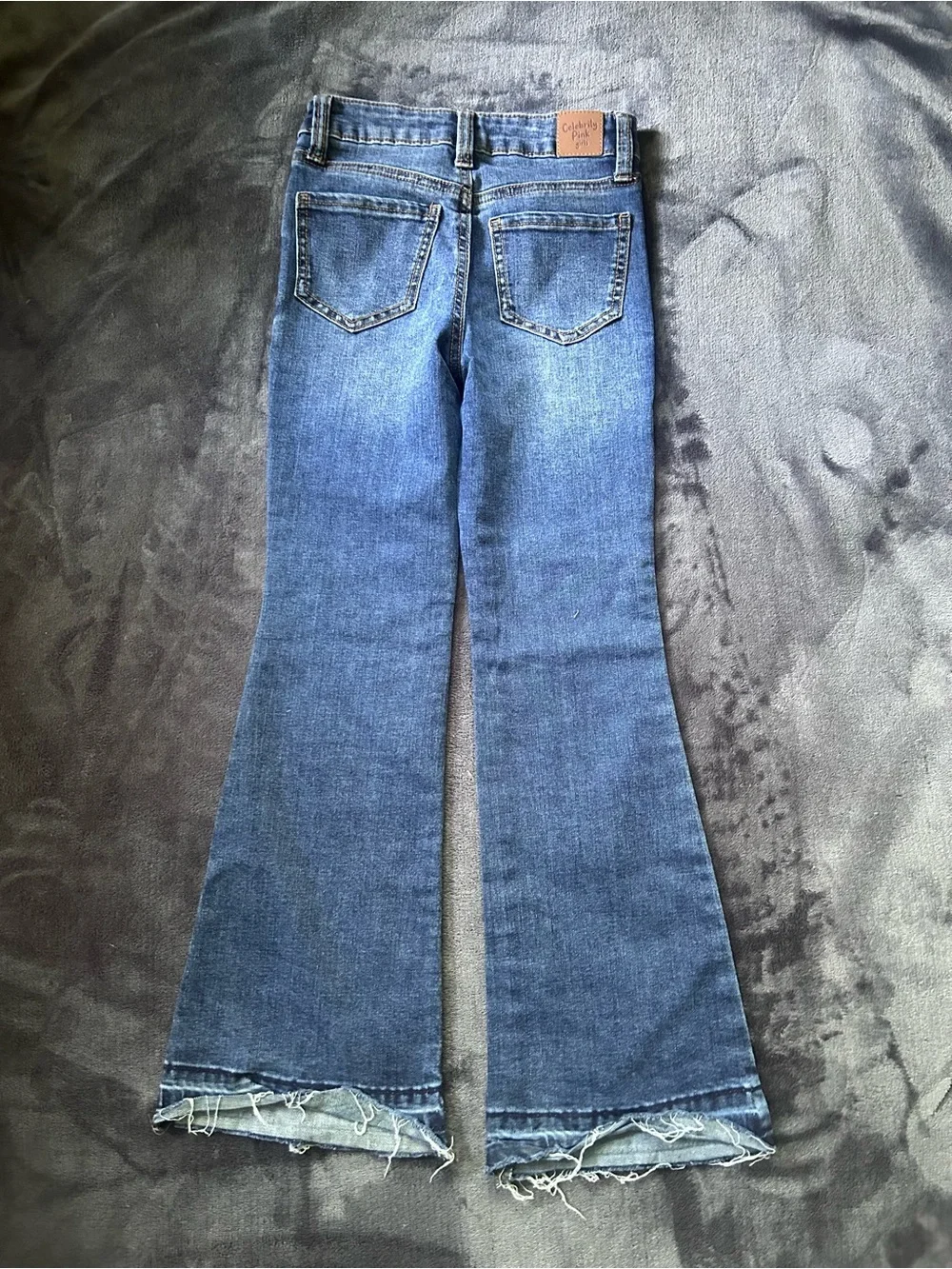 Girls Celebrity Pink Dark Blue Flare Jeans
